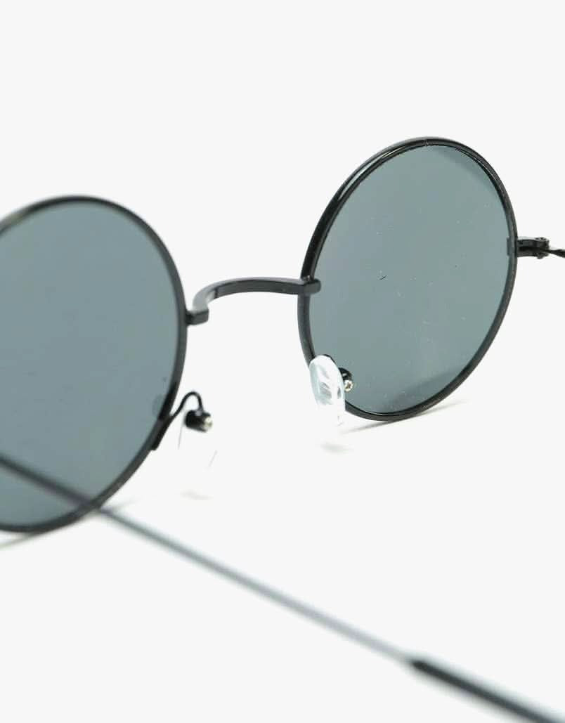 Round Metal Sunglasses In Shiny Black