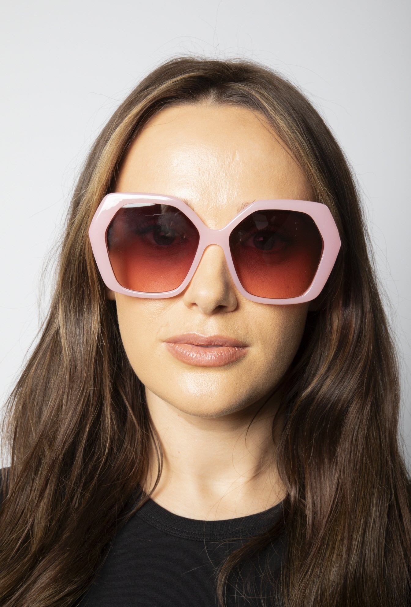 Oversized Rounded Angular Sunglasses in Pink