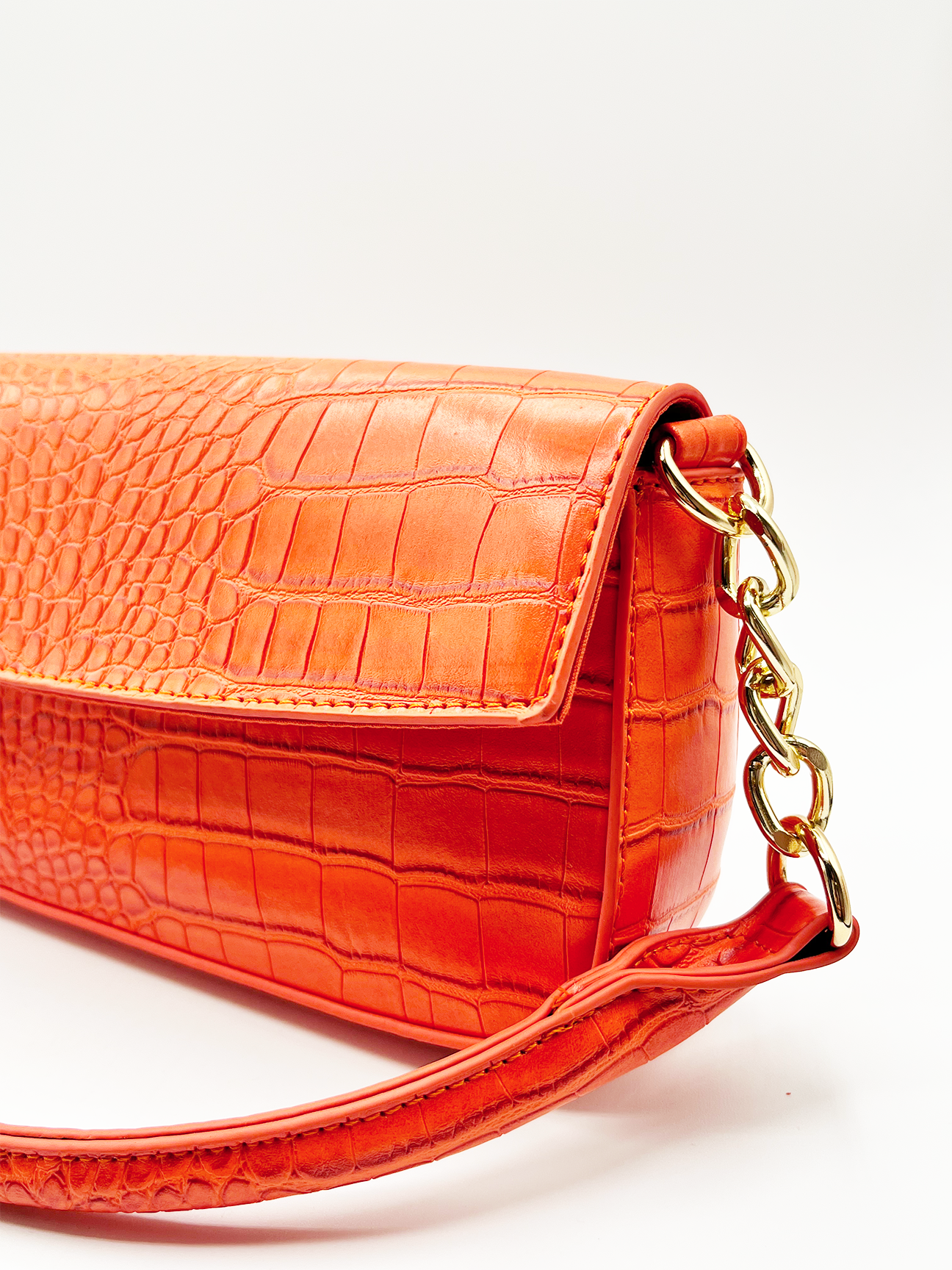 SVNX Croc PU Mini Pillow Bag with Flap in setting sun