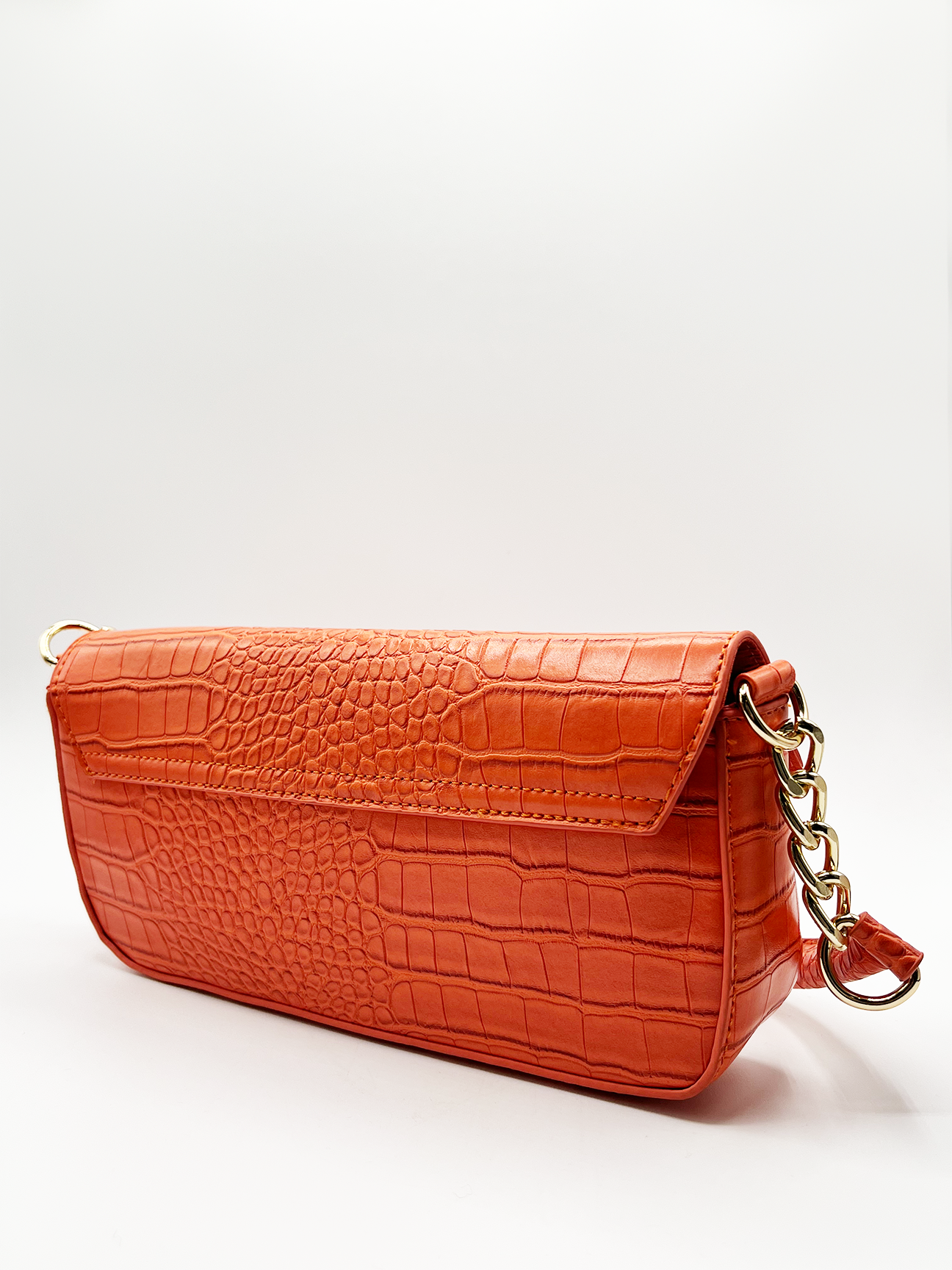 SVNX Croc PU Mini Pillow Bag with Flap in setting sun