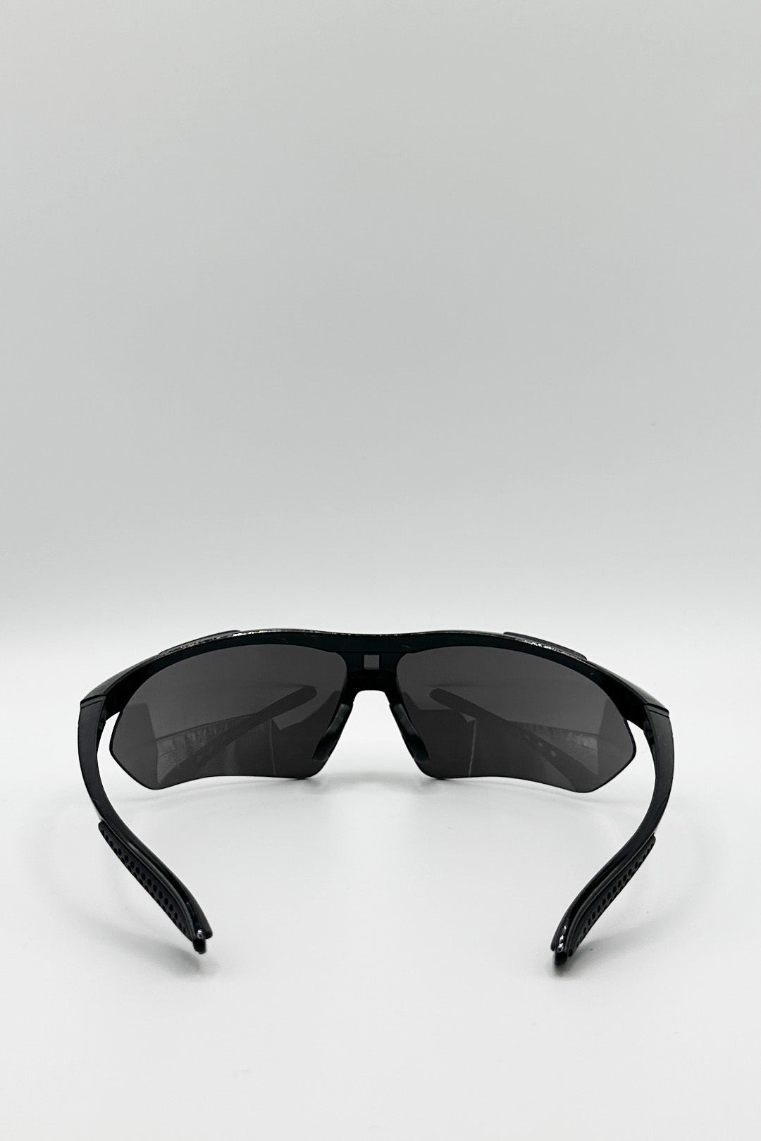 Outdoor Sports Racer Sunglasses in Black Silver Mirror