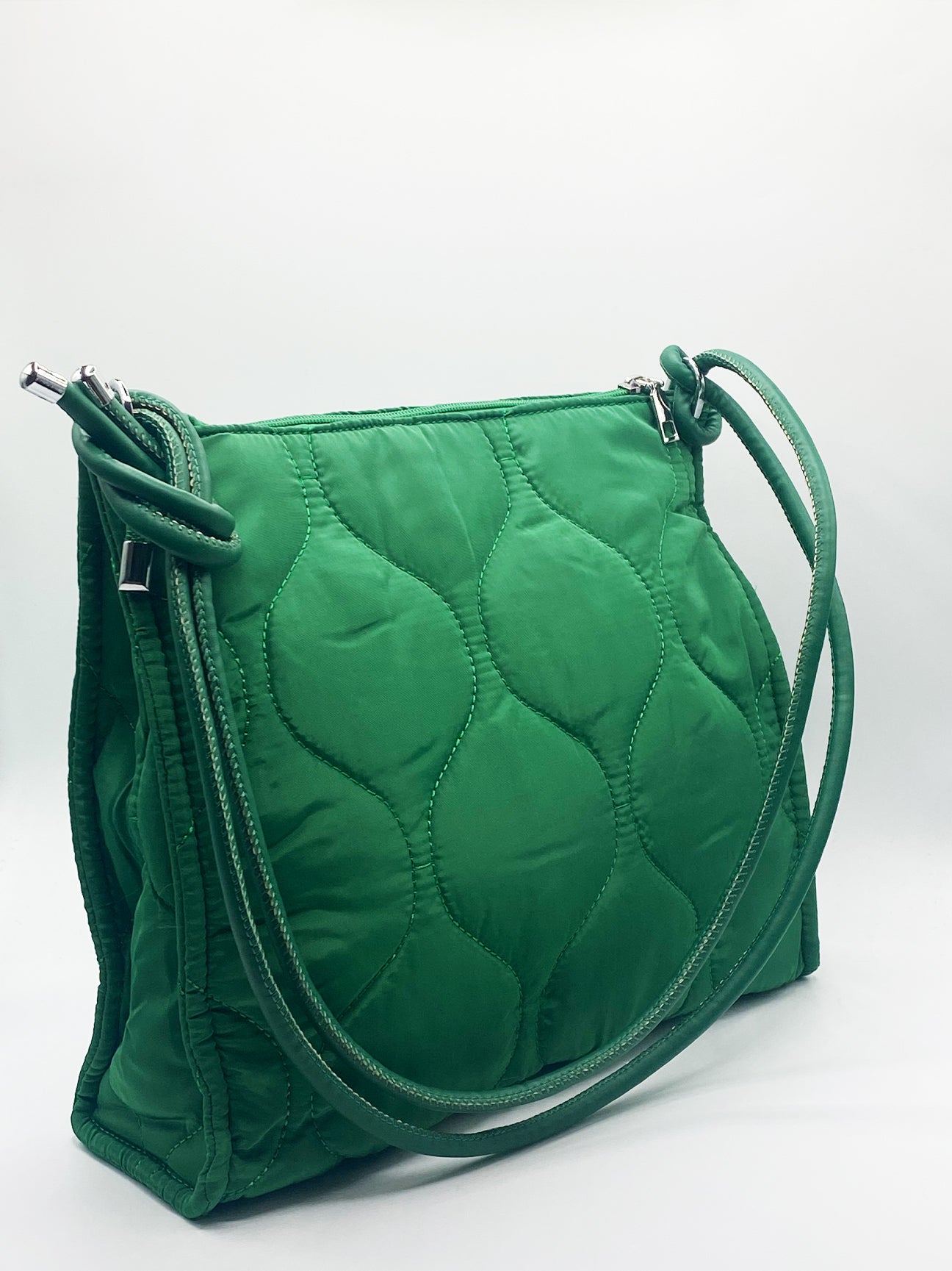 Nylon Quilted Holdall in Green