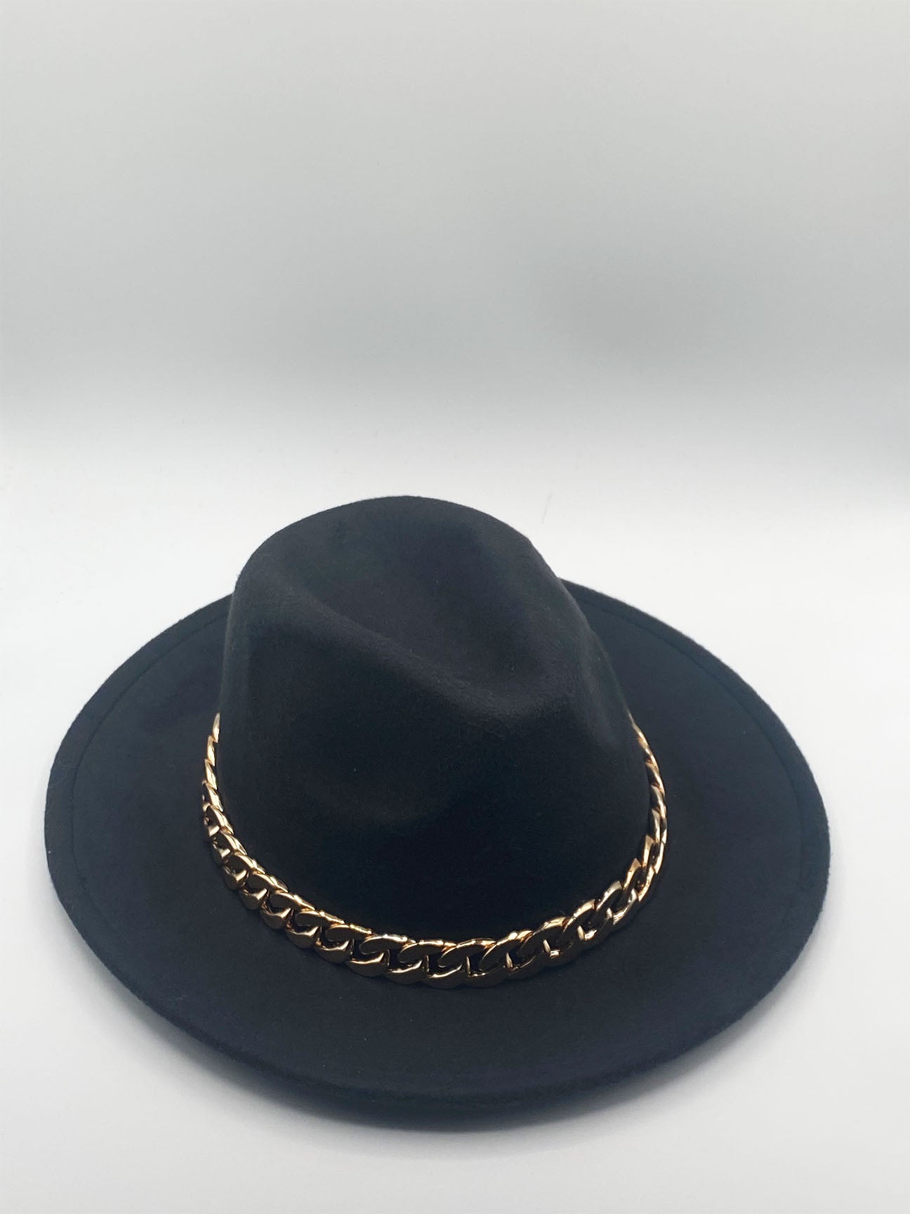 Black Trilby With Chain Band