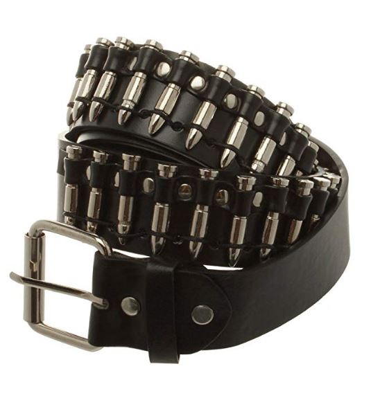 Black Bullet Belt with Metal Bullets