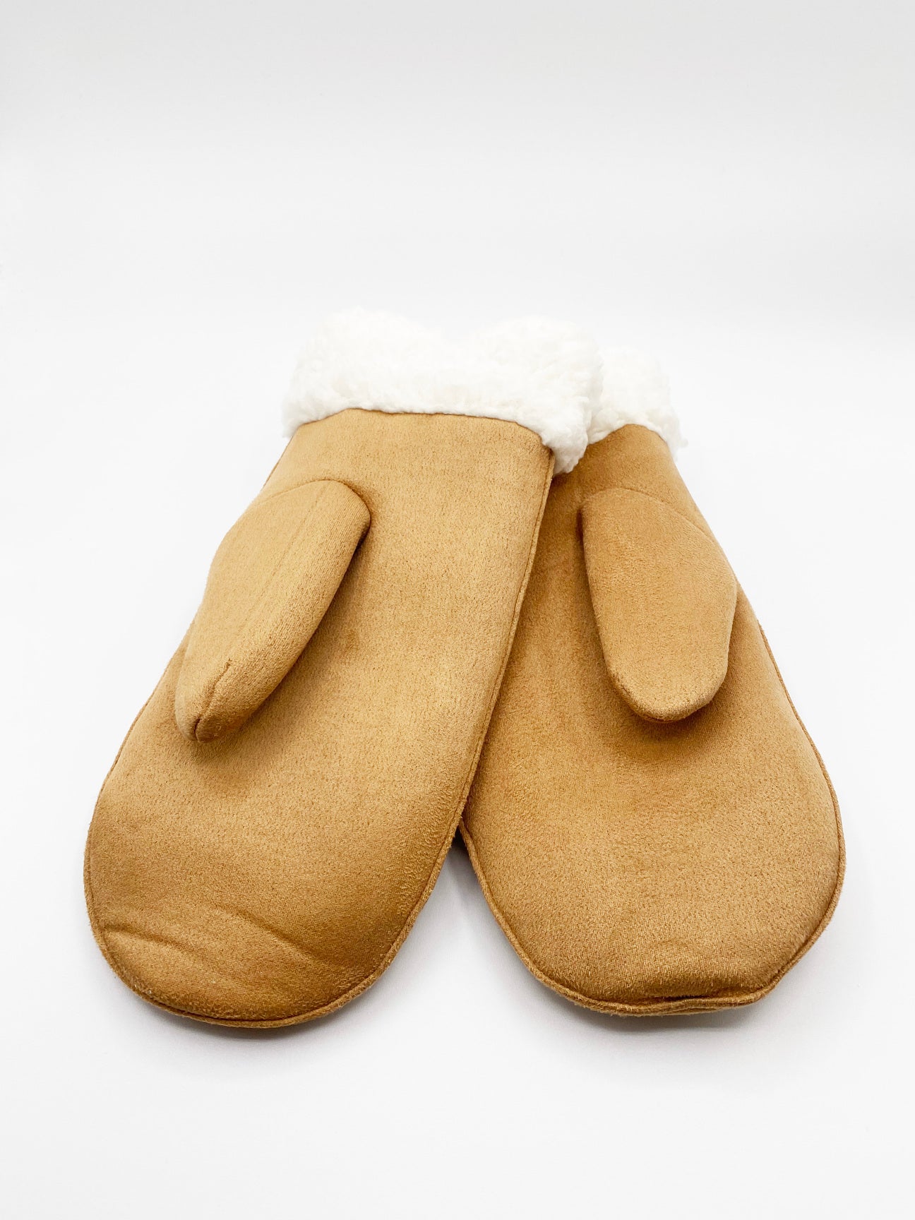 Tan Mittens With White Borg Lining