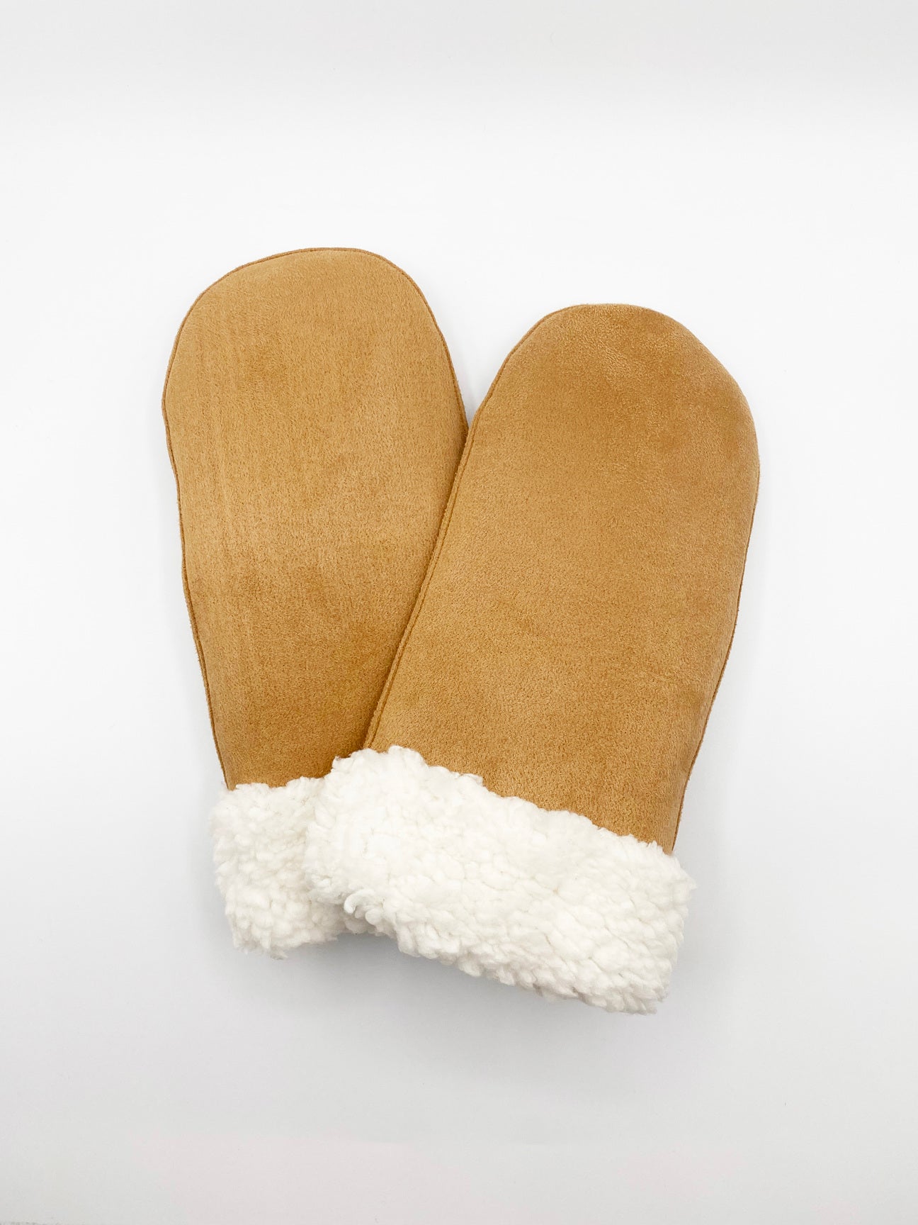 Tan Mittens With White Borg Lining
