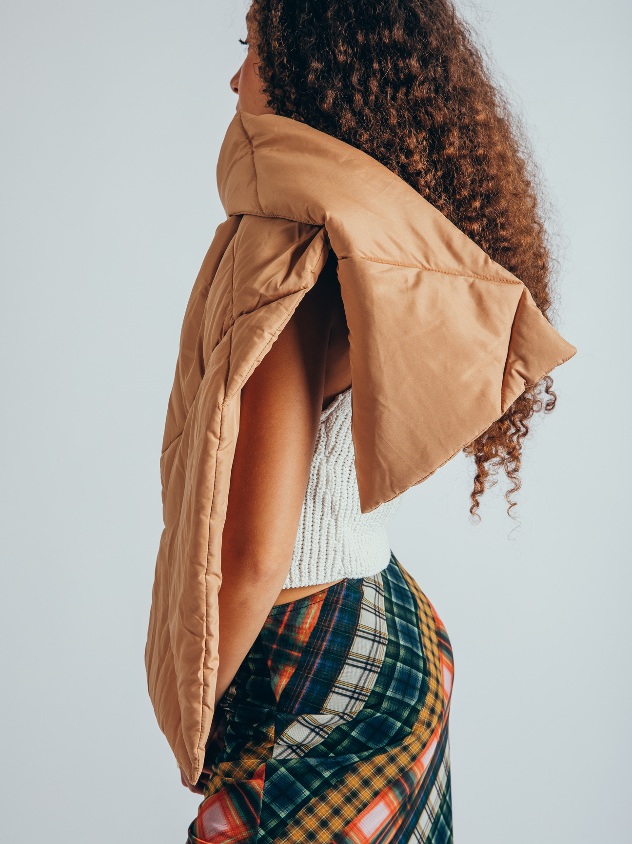 Puffer Scarf in Beige