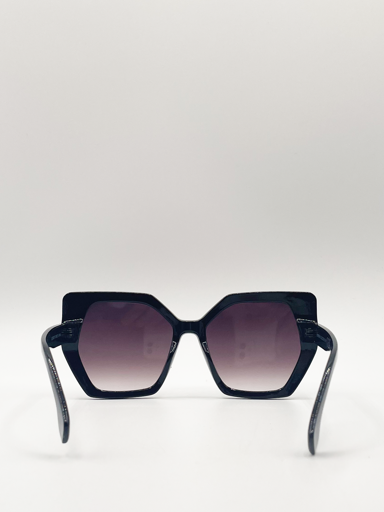 Black Oversized Cat Eye Sunglasses with Black Lenses