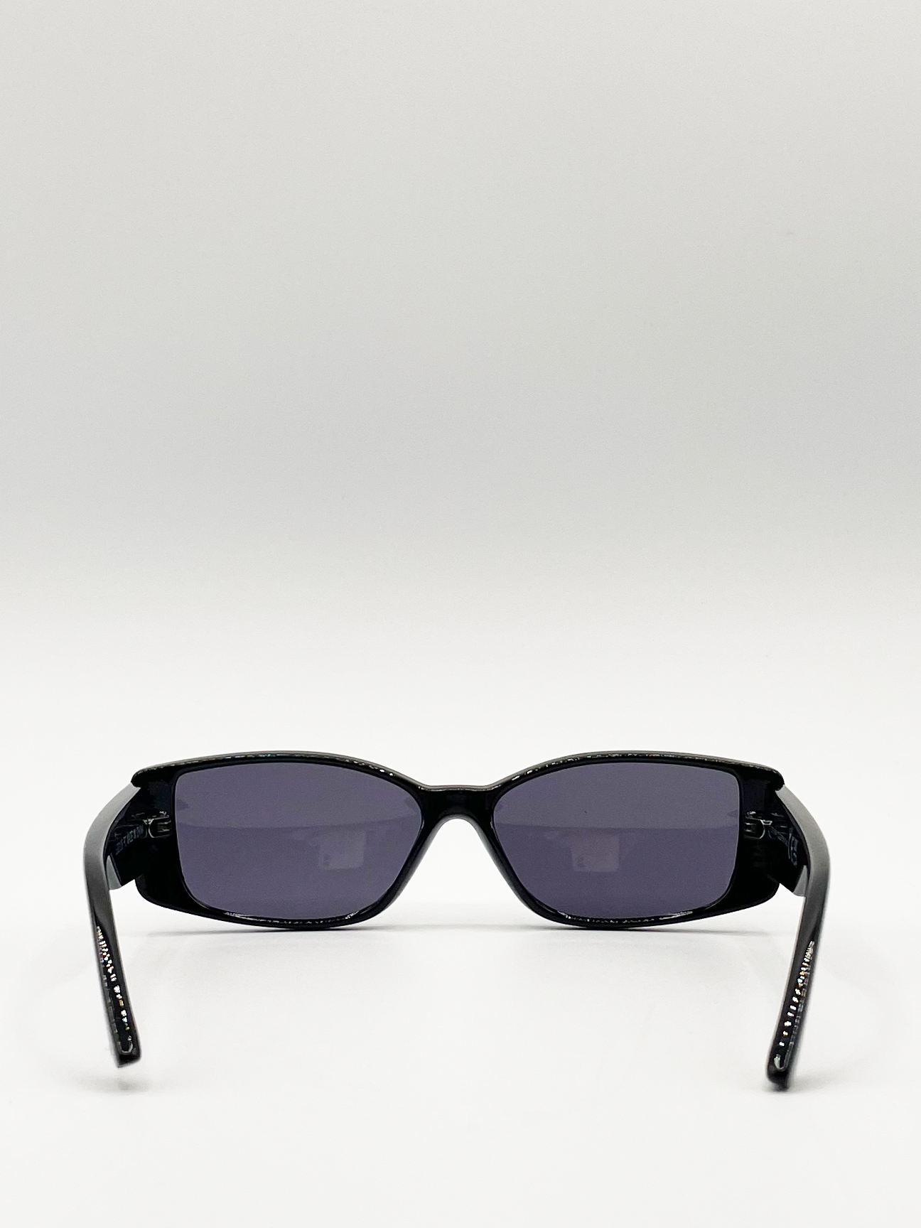 Black Racer Style Oversized Sunglasses with Black Lenses
