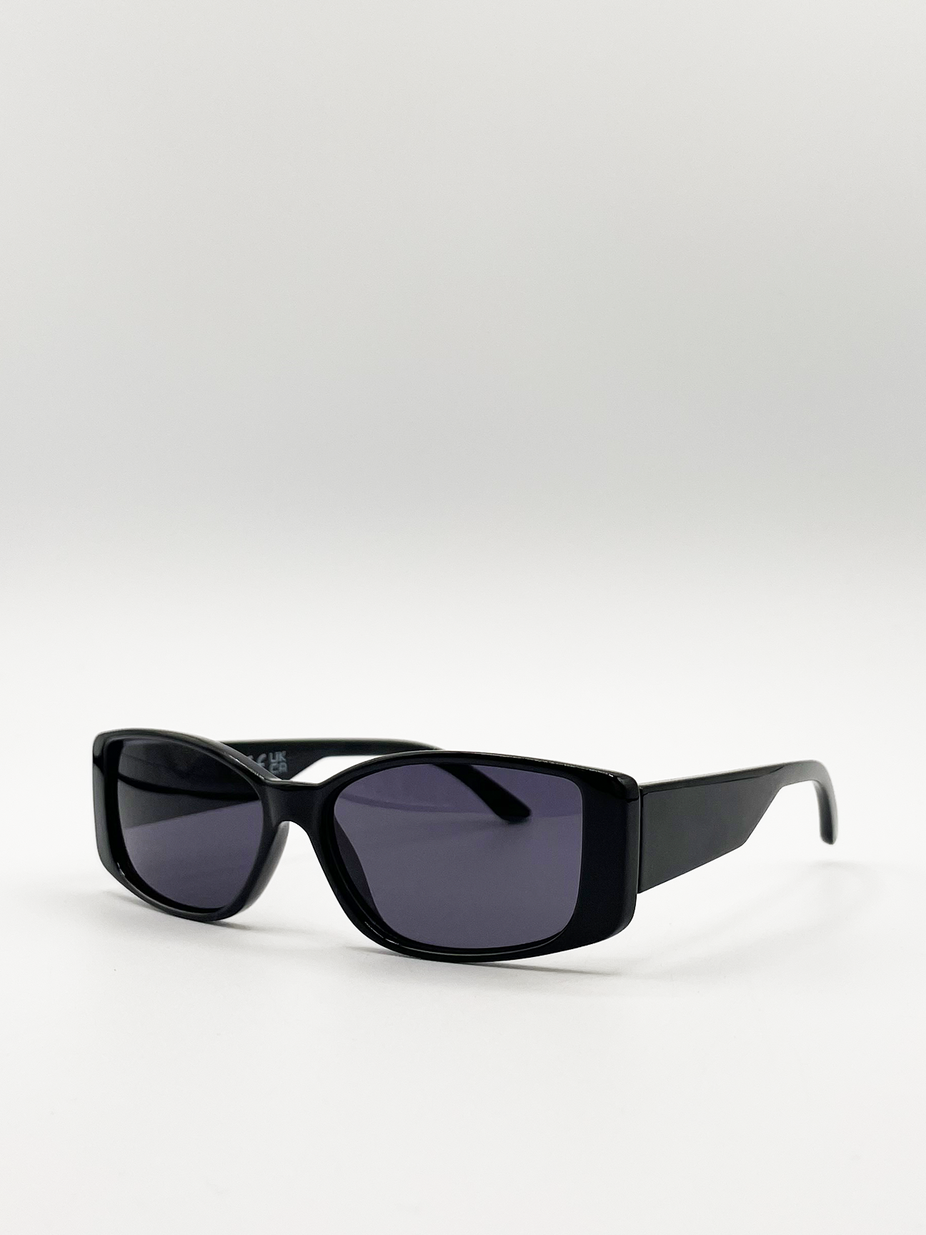 Black Racer Style Oversized Sunglasses with Black Lenses