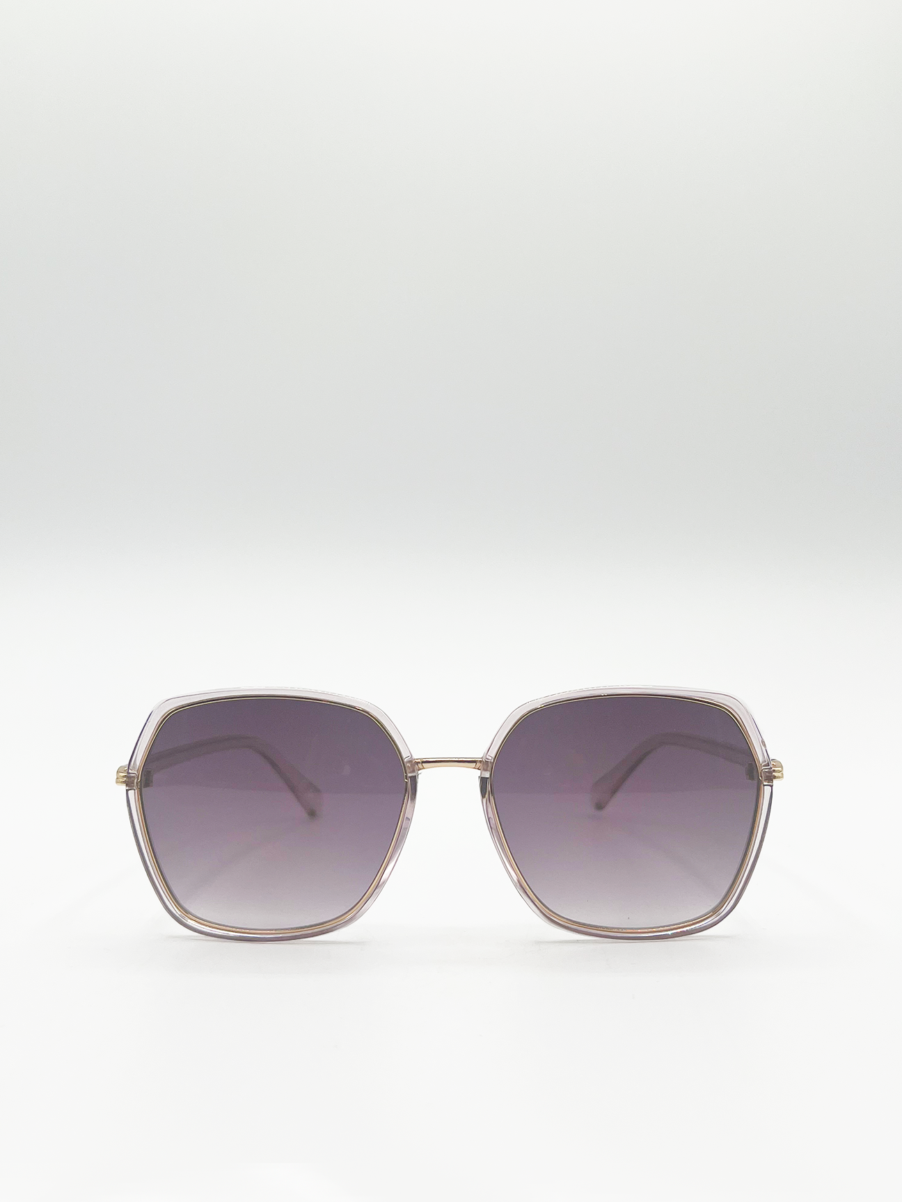 Purple Oversized Frame Sunglasses with Black Lenses