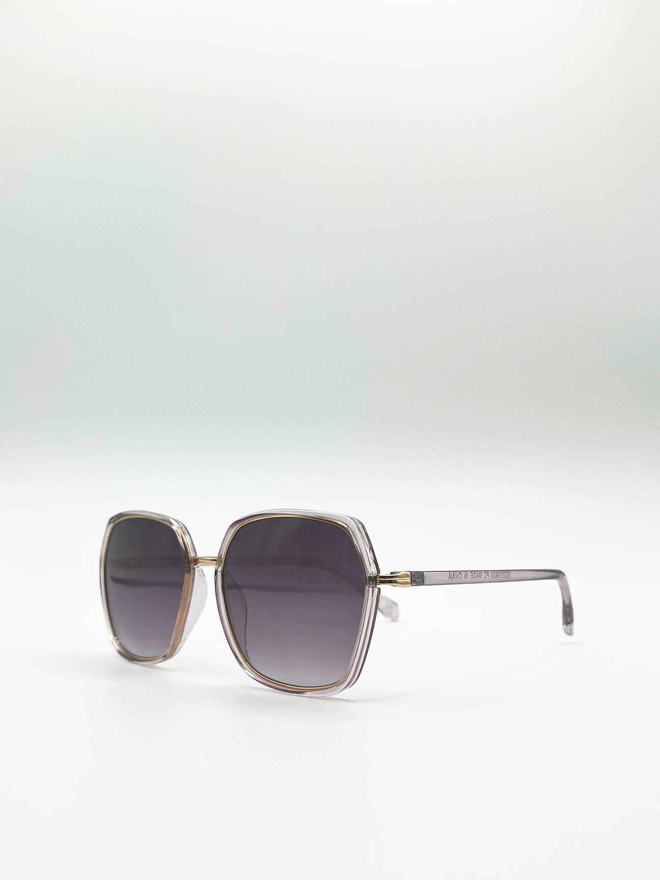 Purple Oversized Frame Sunglasses with Black Lenses
