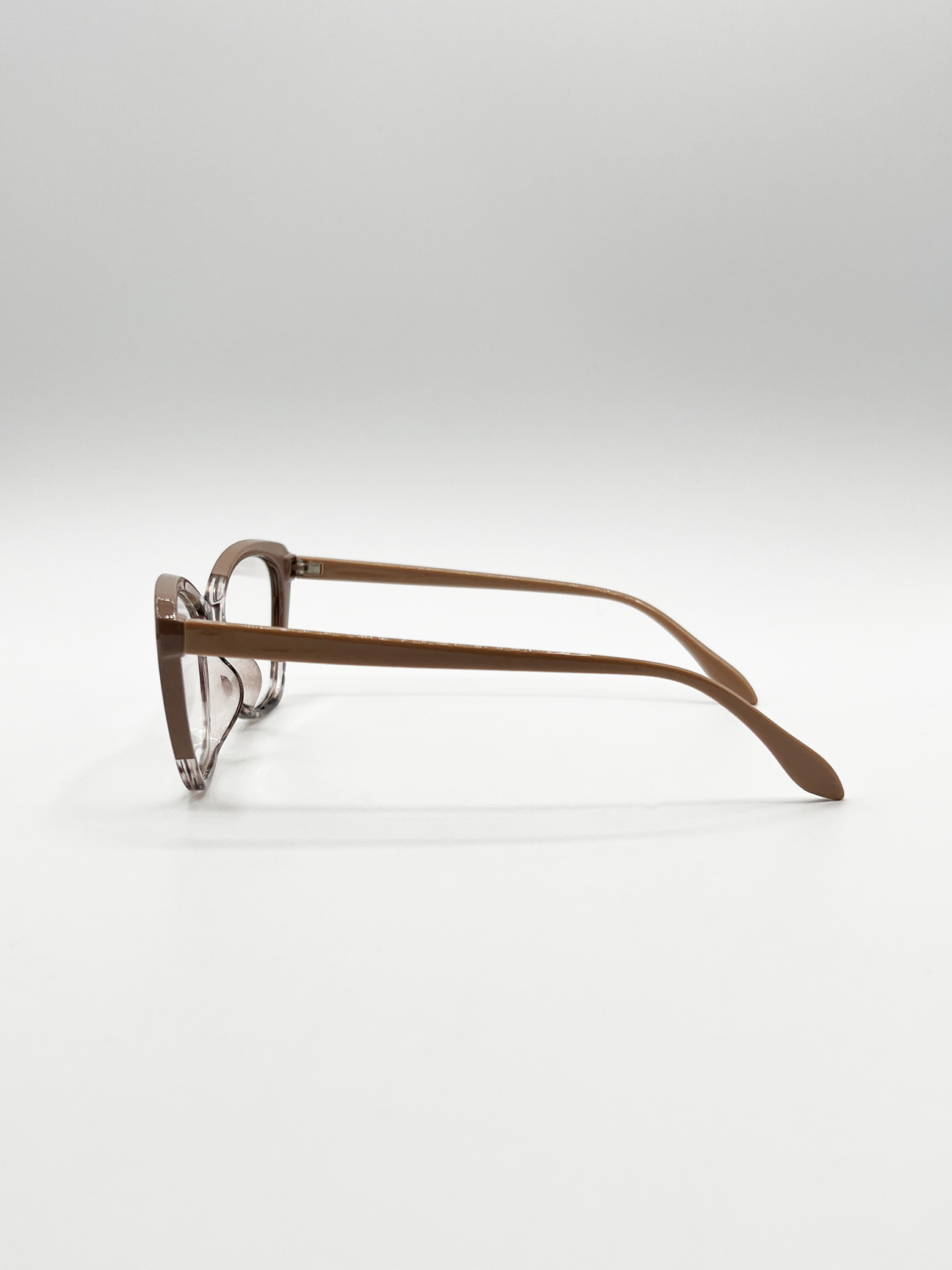 Nude pink and Animal print Clear Lens Glasses