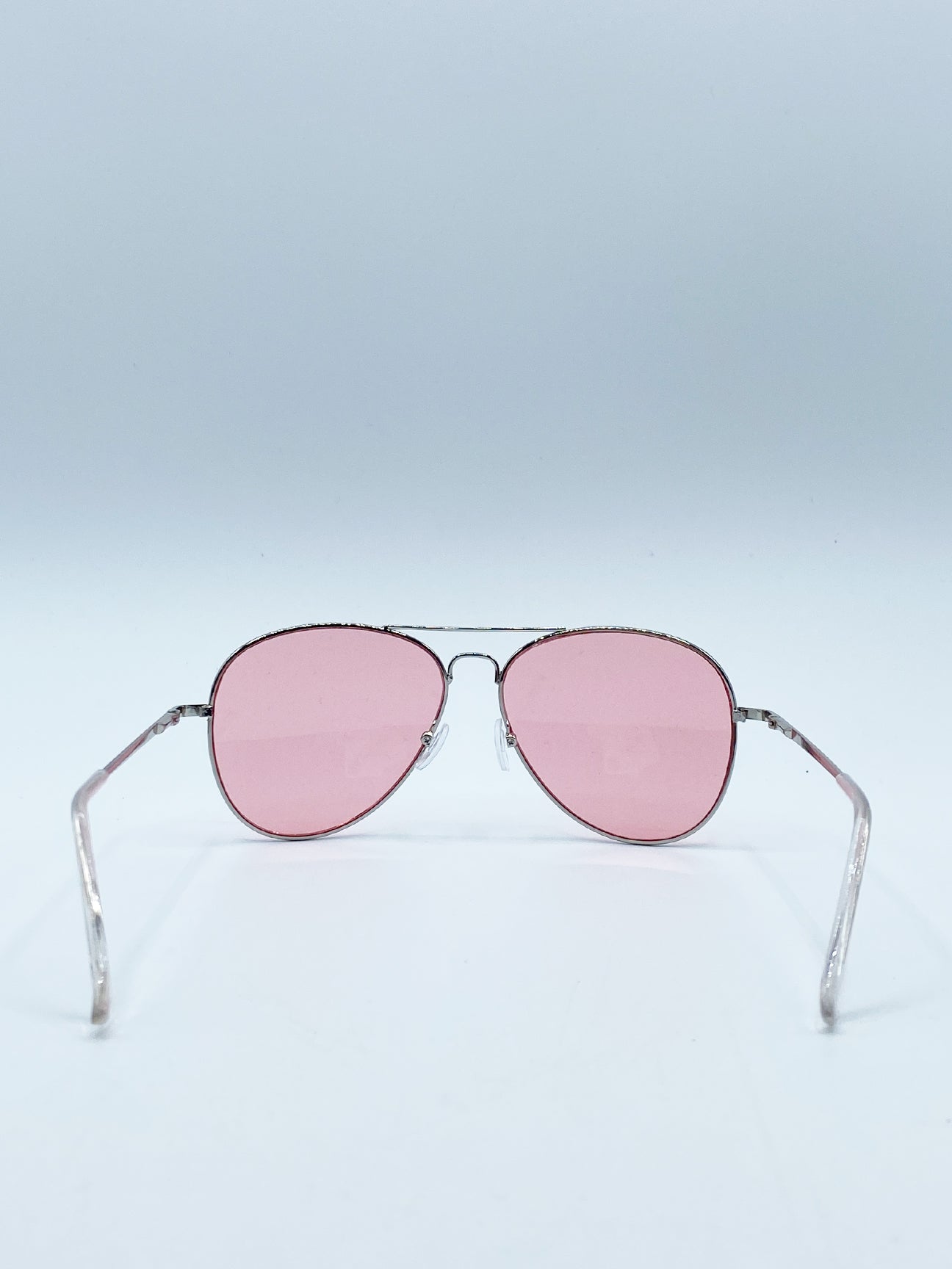 Silver Frame Aviators with Pink Lenses