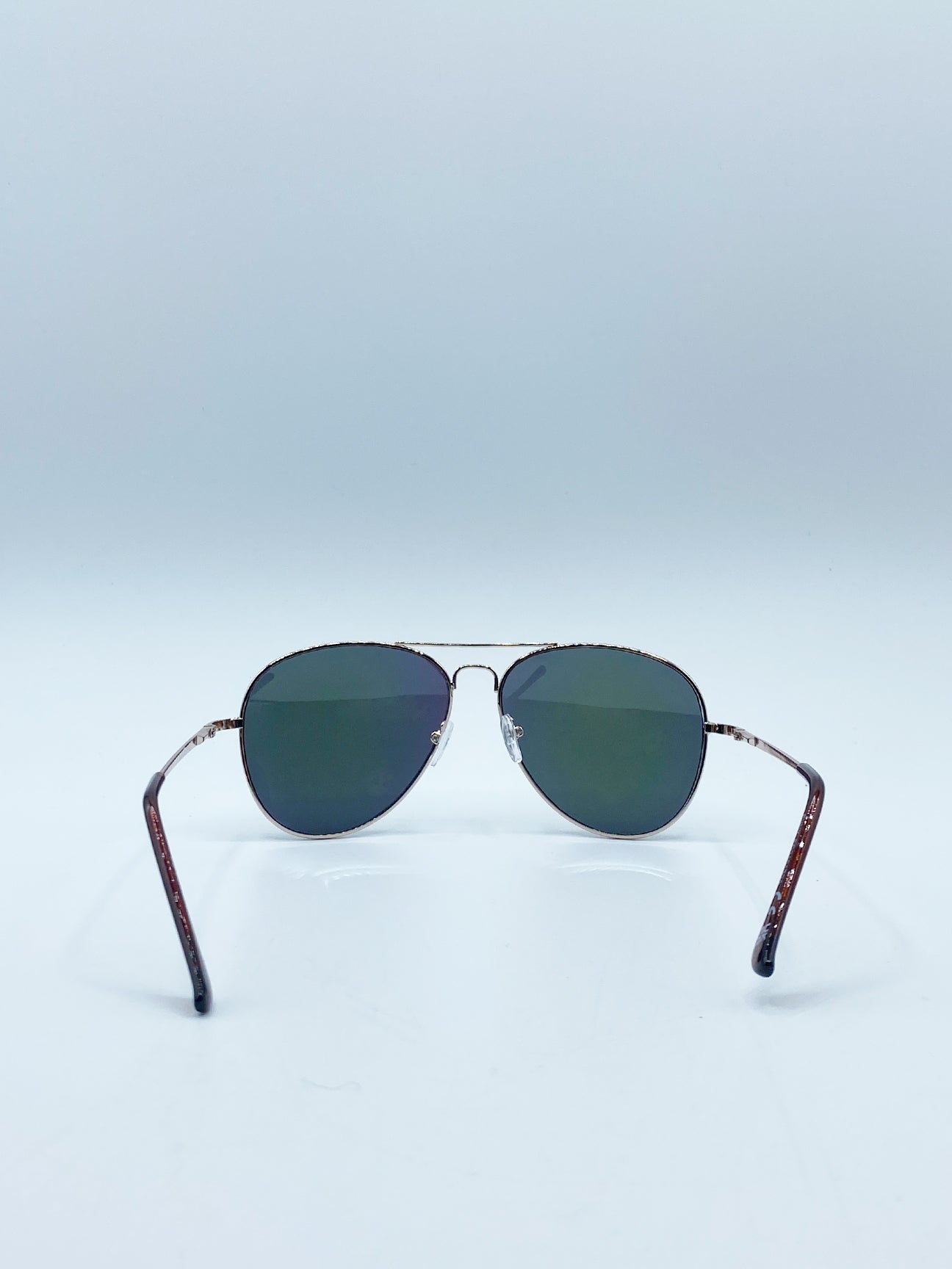 Gold Frame Aviators with Mirrored Pink Lenses