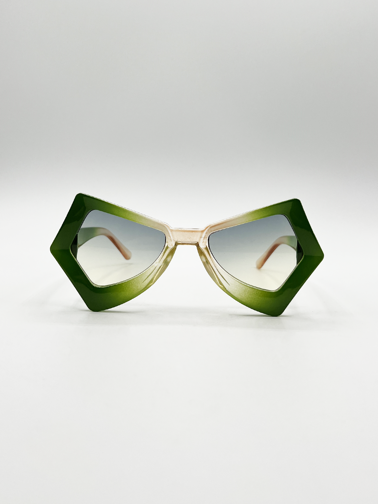 2 Tone Angular Sunglasses in Green