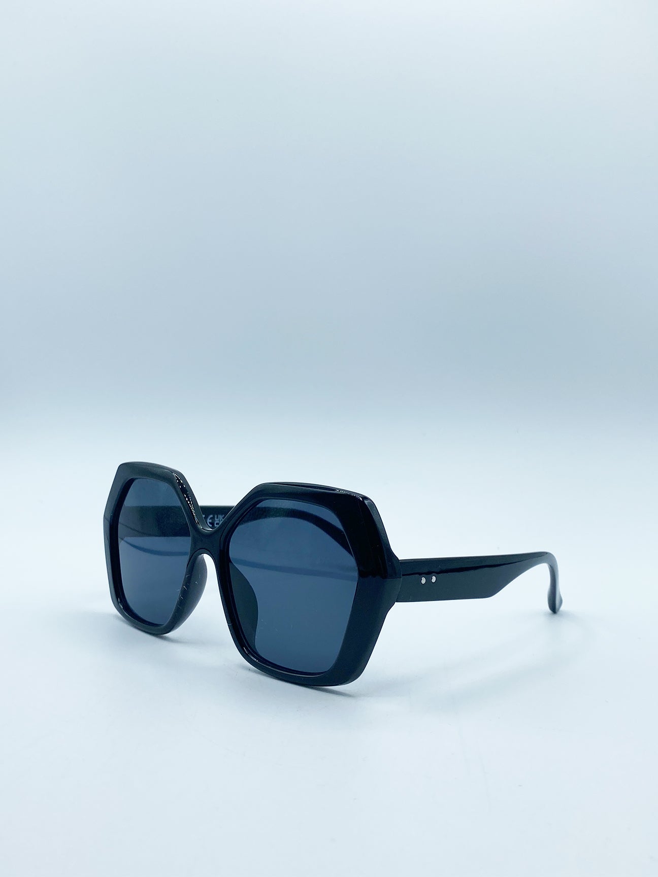 Oversized Rounded Angular Sunglasses in Black