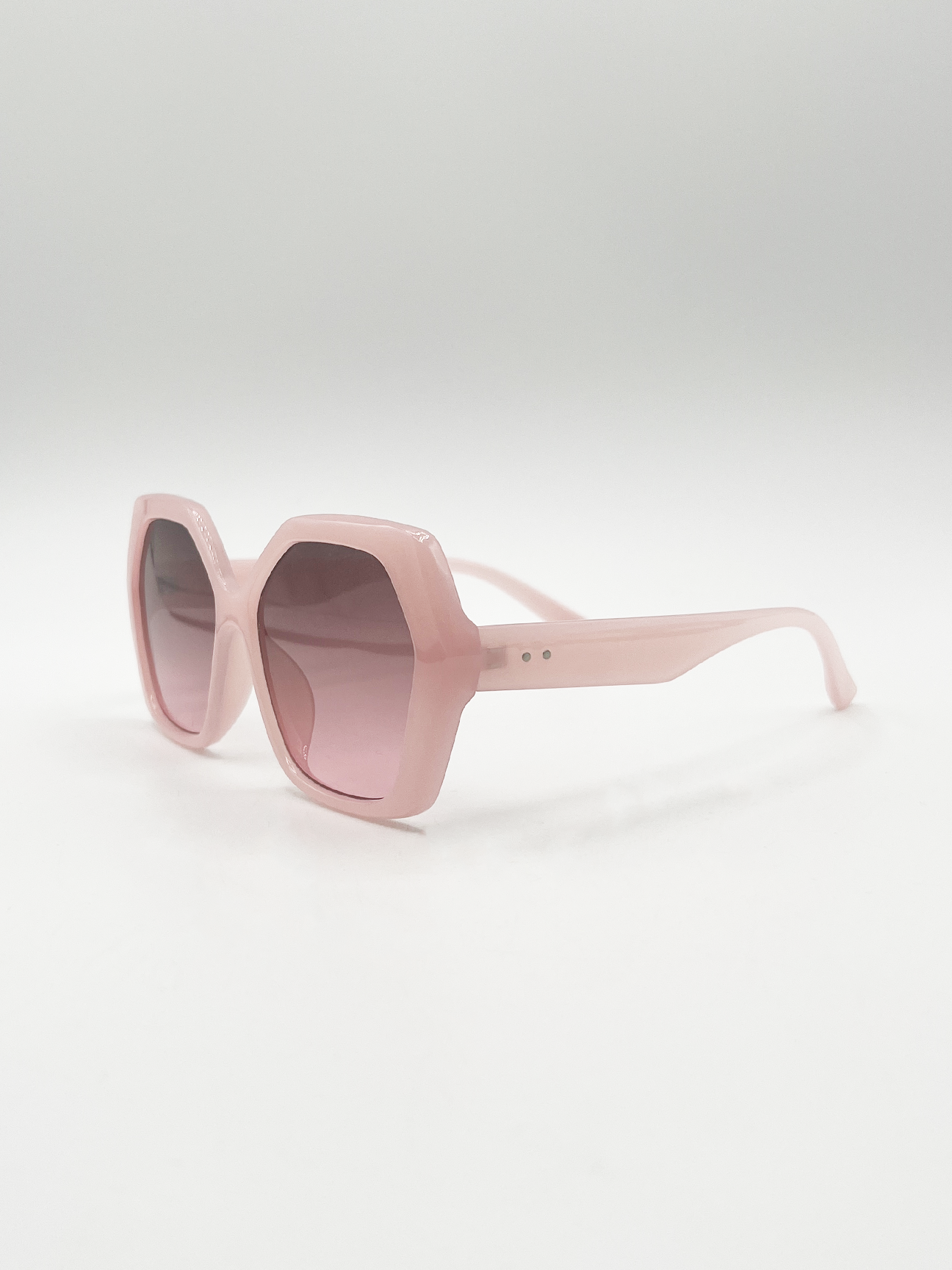 Oversized Rounded Angular Sunglasses in Pink