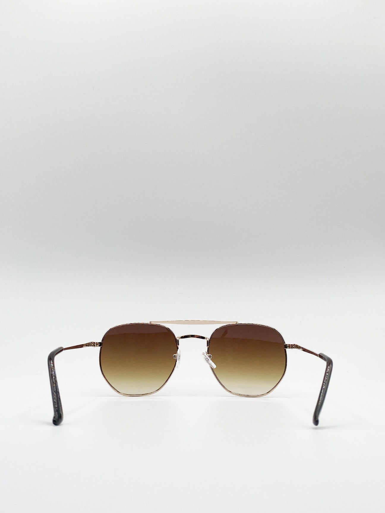 Double Bridge Metal Sunglasses With Gradient Lenses