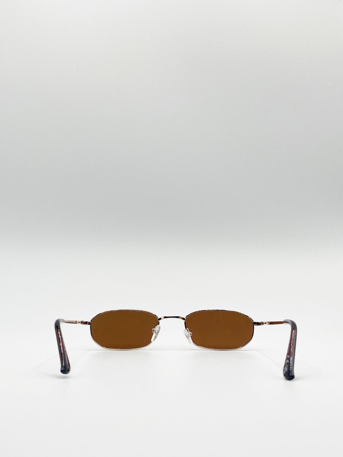 Gold Oval Sunglasses with Brown Lenses