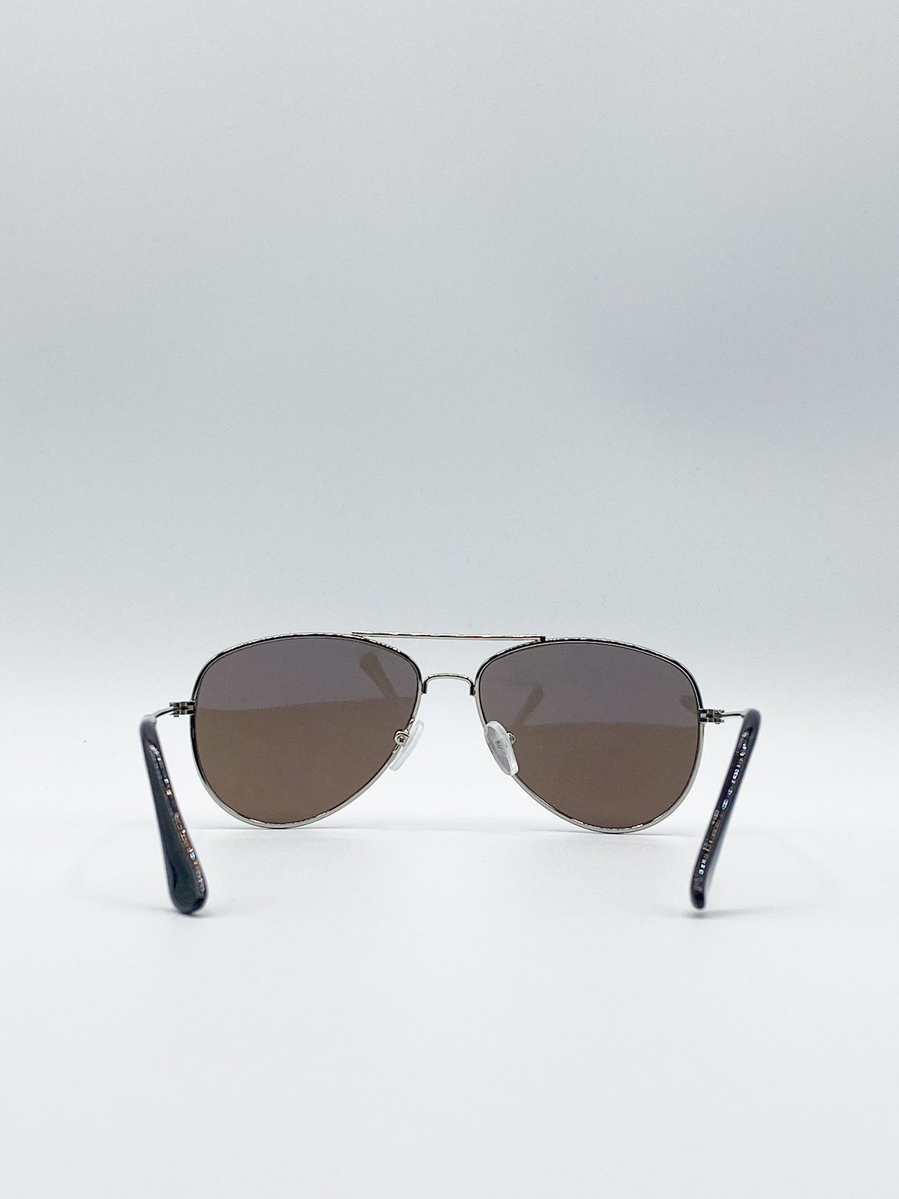 Silver Frame Kids Aviator Sunglasses with Blue Mirrored Lenses
