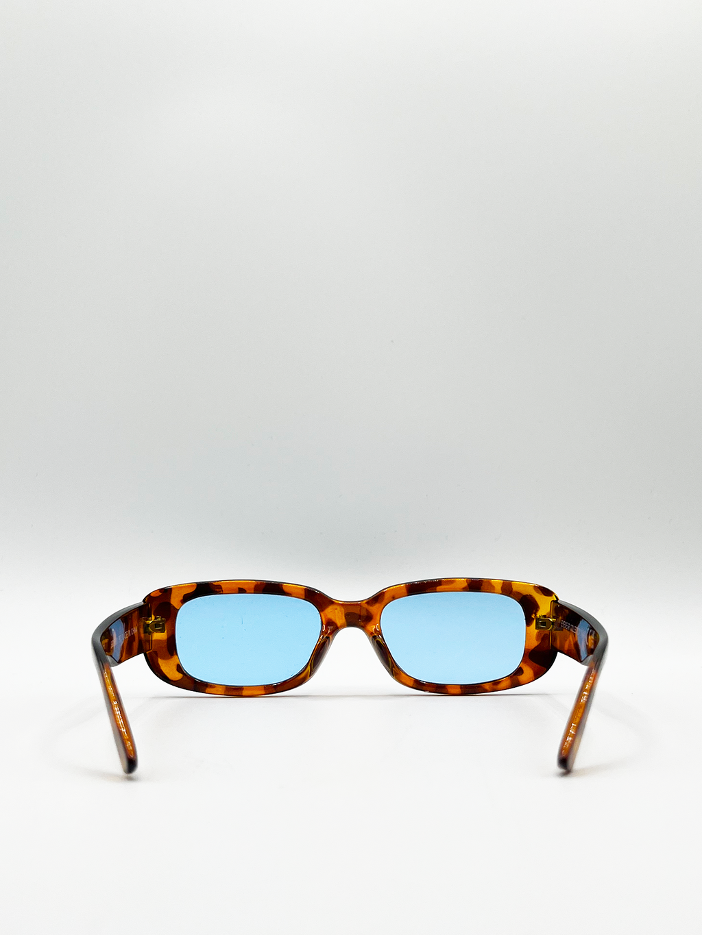 Tortoiseshell Rectangle Sunglasses with Blue Lenses