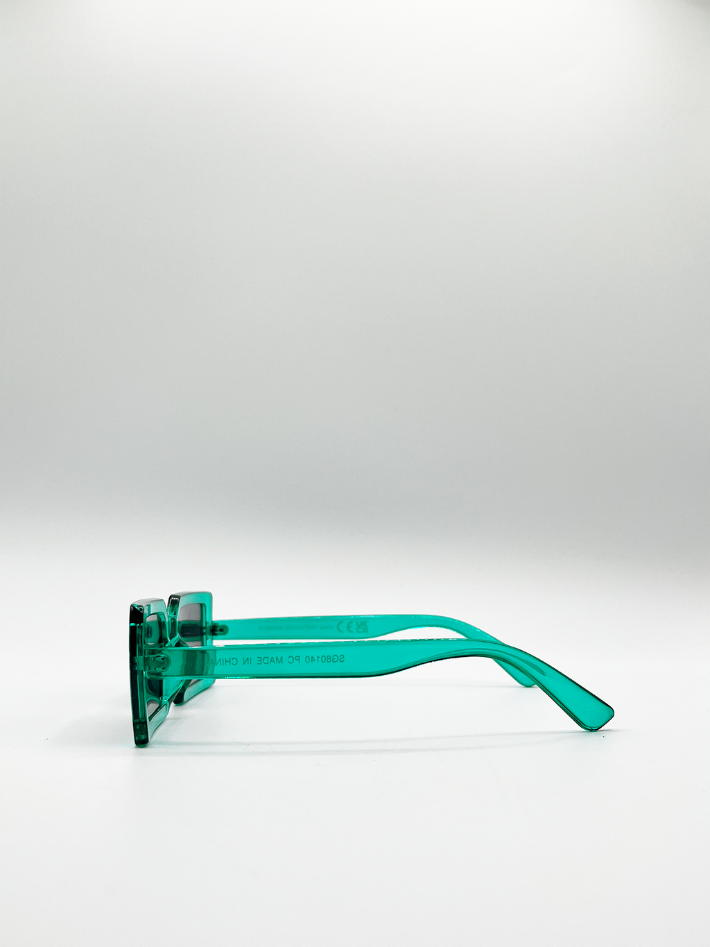 Light Mint Shape_Oversized Rectangle Sunglasses with Black Lenses