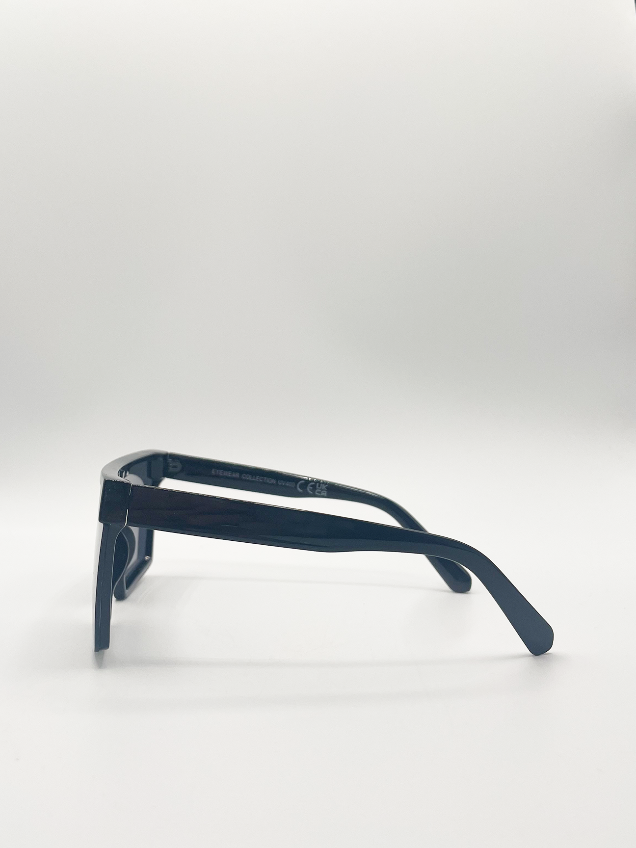 Black Shape_Oversized Flat Top Square Frame Sunglasses
