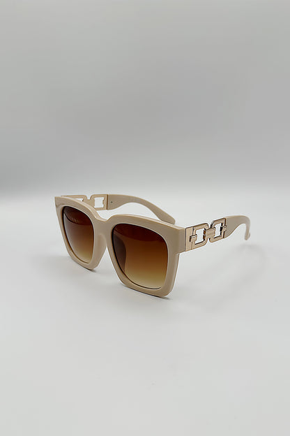 Oversized Sunglasses with Gold Chain Detail