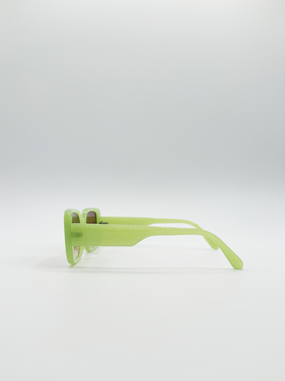 Oversized Rectangle Sunglasses in Green