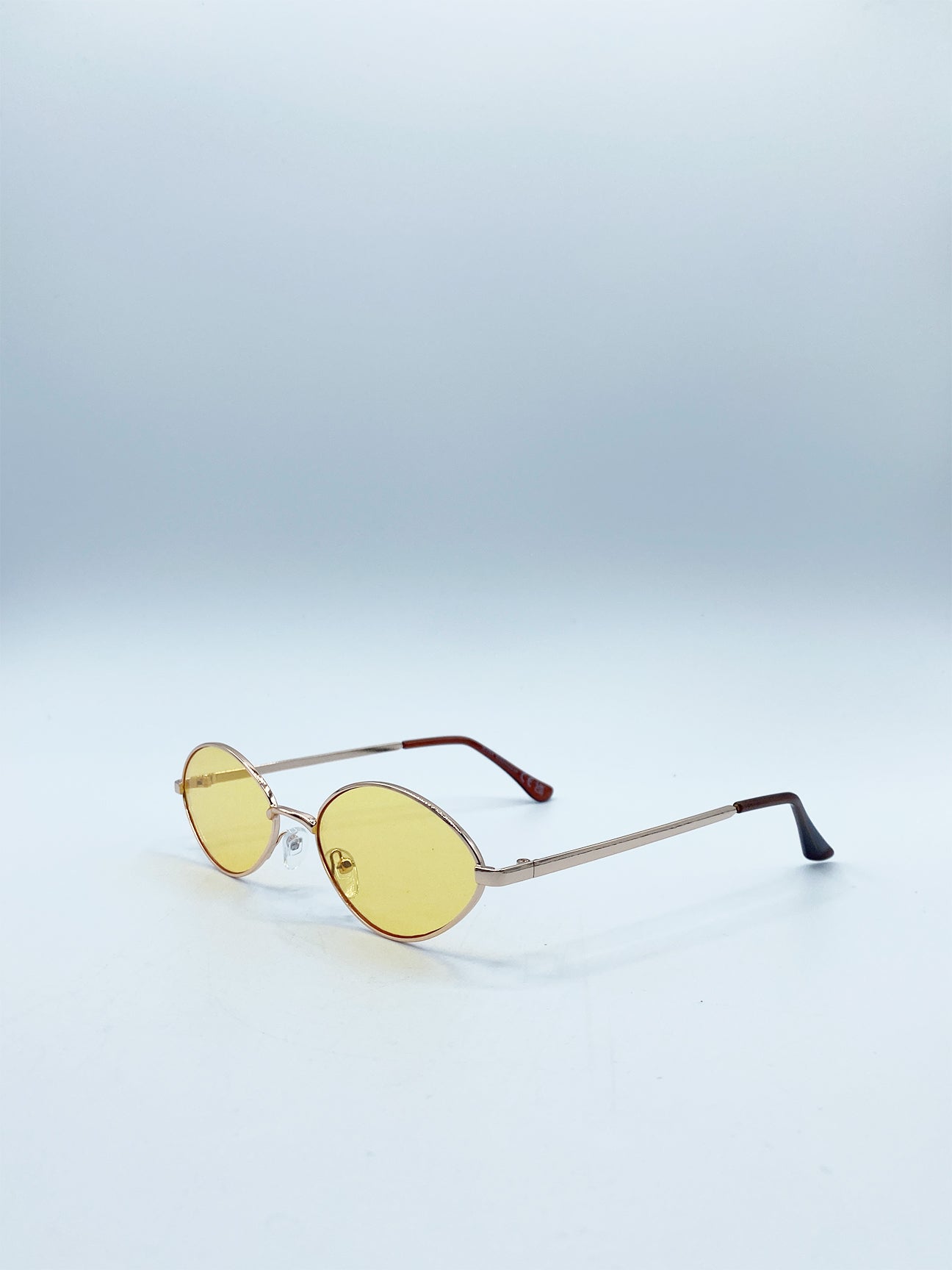 Metal Oval Frame Sunglasses with Orange Lenses