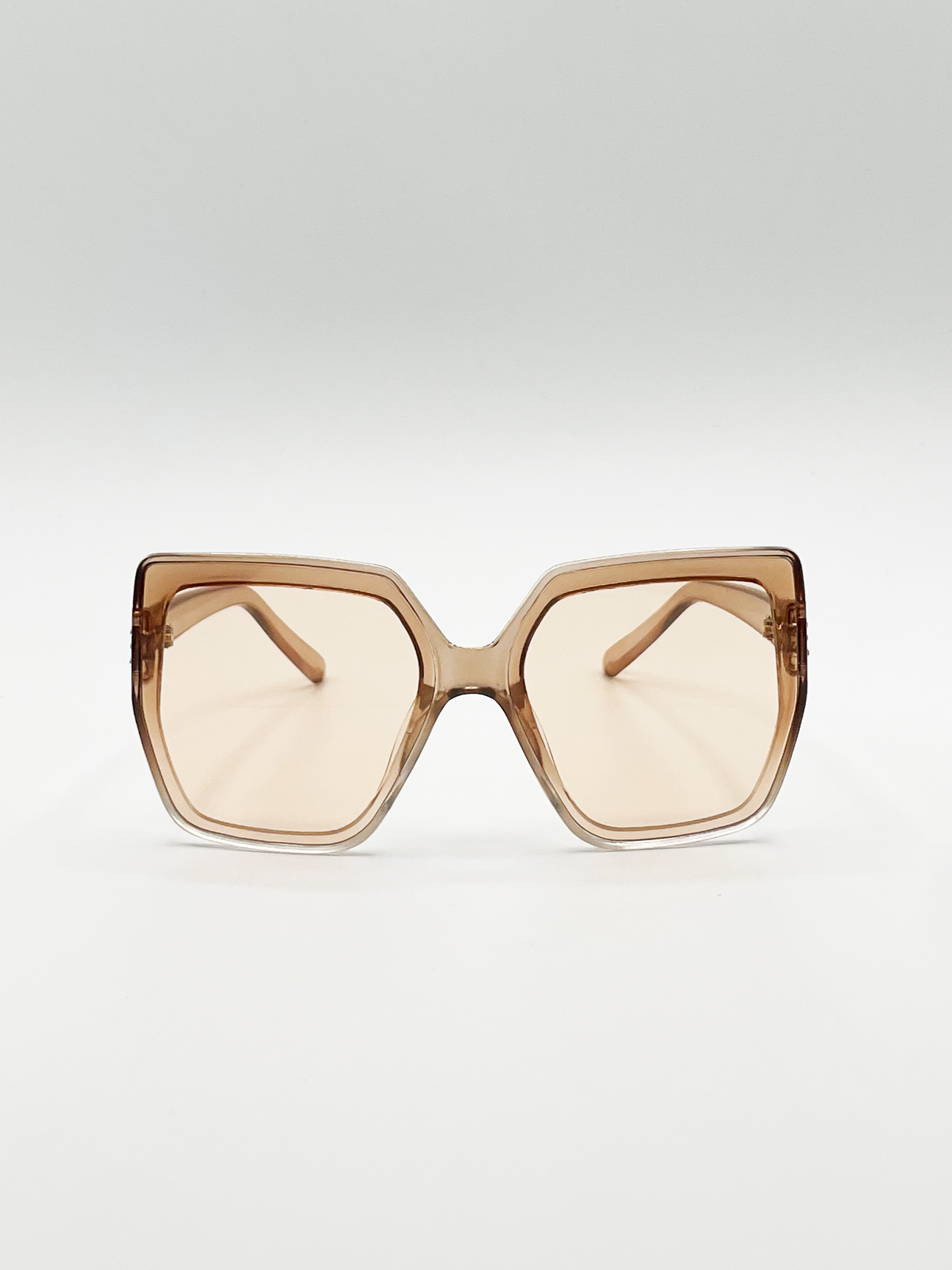 Oversize Cateye Sunglasses with Diamante Detail in Champagne