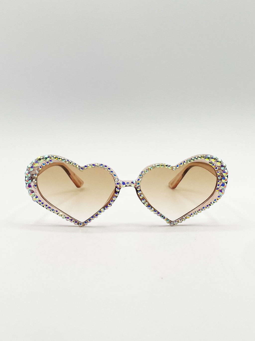Heart Sunglasses with Gem Detail in Champagne