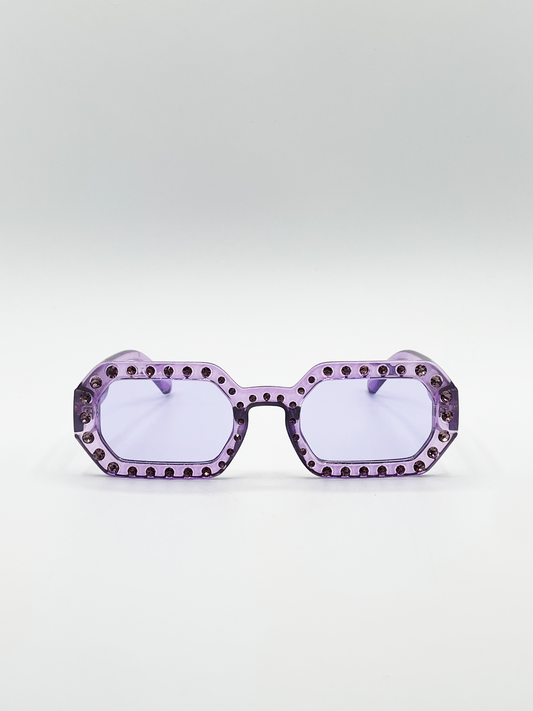 Oval Festival Glasses with Gem Detail in Purple