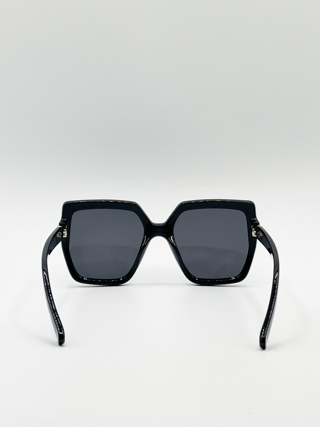 Oversize Cateye Sunglasses with Diamante Detail in Black