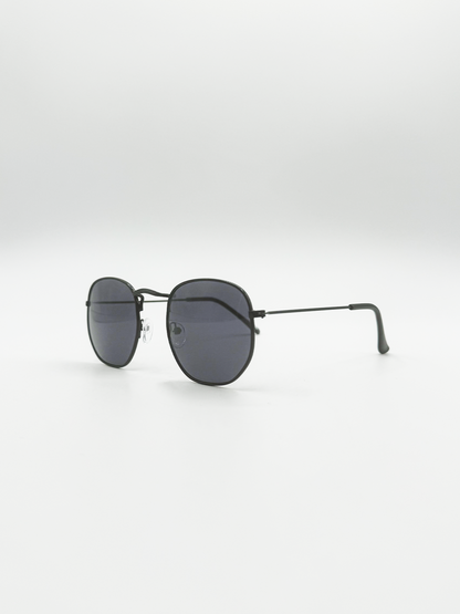 Hexagon Aviator Sunglasses in Black