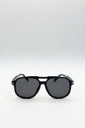Oversize Navigator Sunglasses in Black