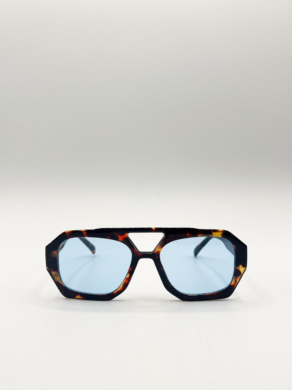 Tortoiseshell Navigator Sunglasses with Blue Lenses
