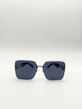 Rimless Shape_Oversized Square Sunglassses in Black Gold