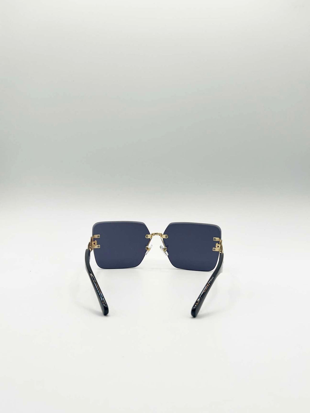 Rimless Shape_Oversized Square Sunglassses in Black Gold