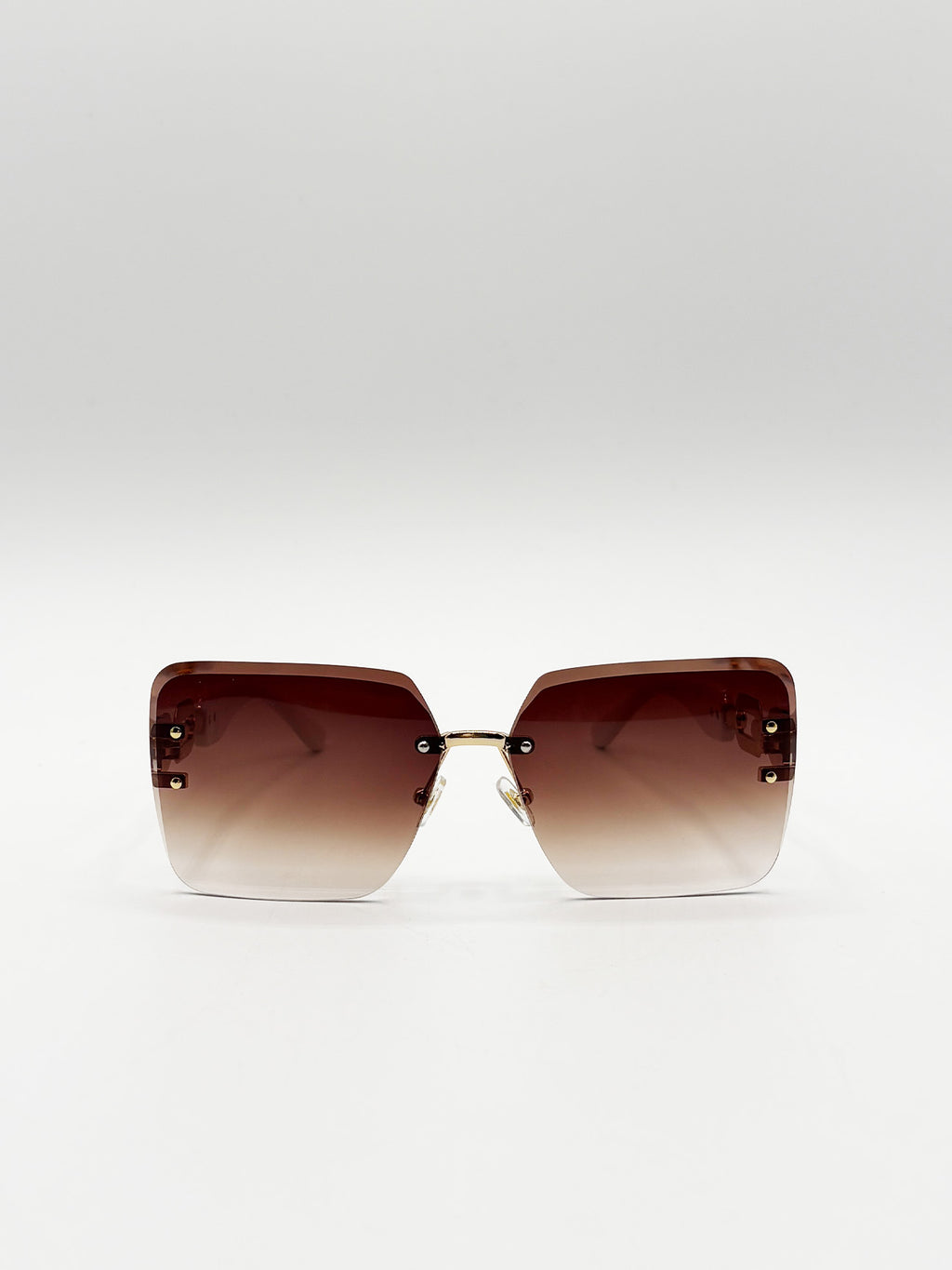 Rimless Shape_Oversized Square Sunglassses in White Gold