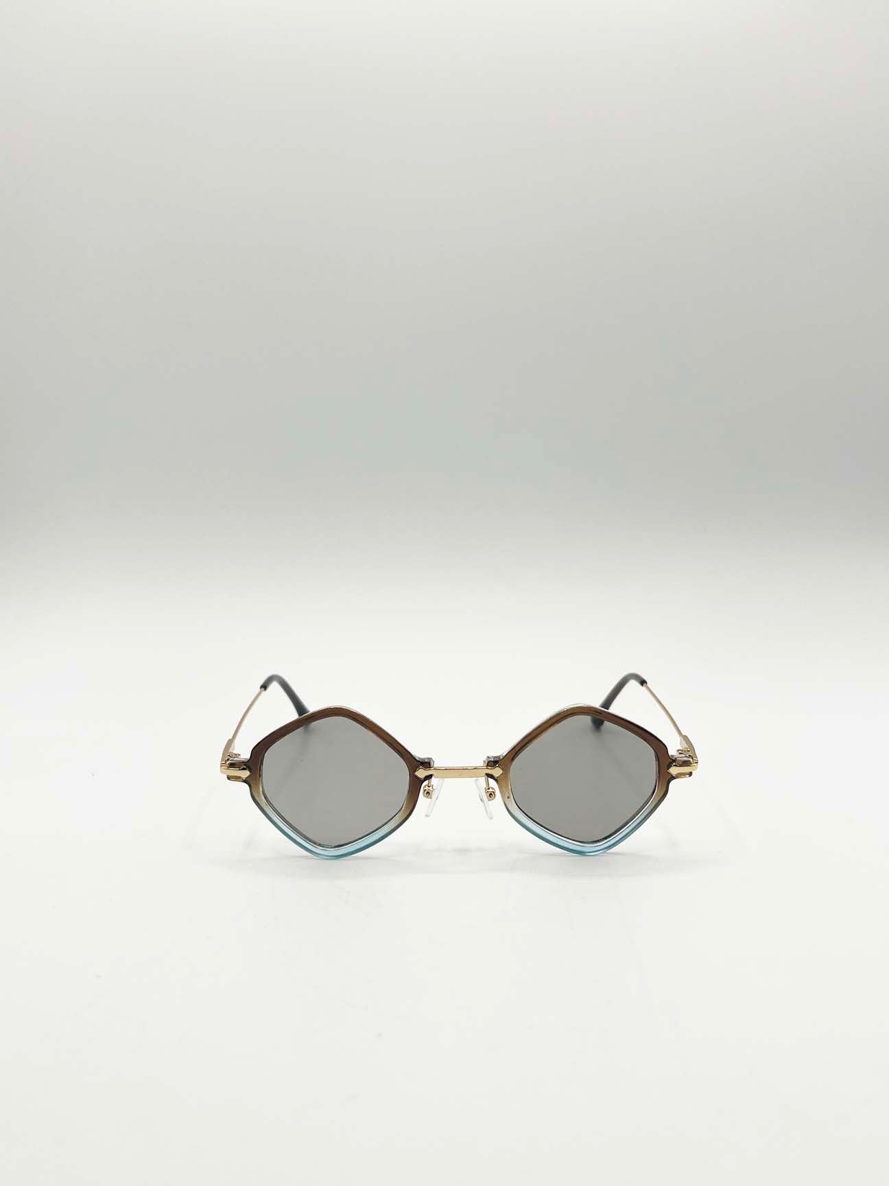 Diamond ,Shape Sunglasses in Brown Blue