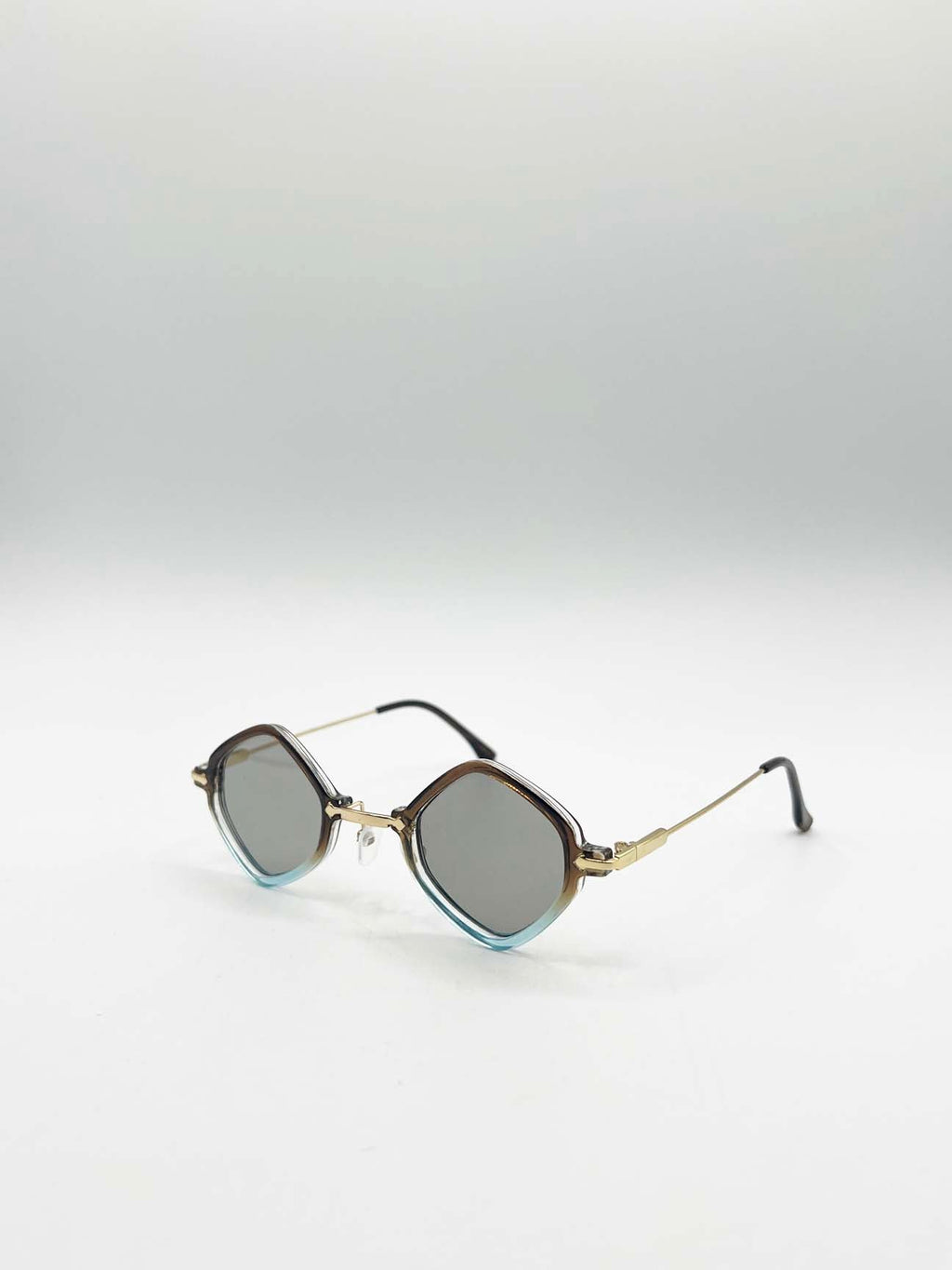 Diamond ,Shape Sunglasses in Brown Blue