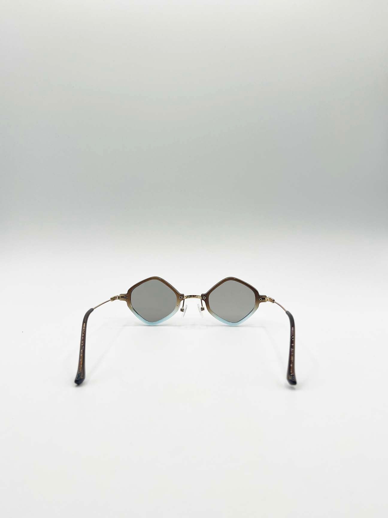 Diamond ,Shape Sunglasses in Brown Blue