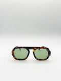 Tortoise Retro Navigator Sunglassesin Brown Green