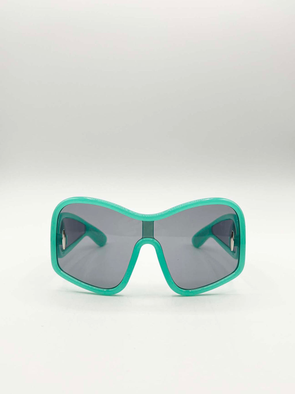 Square Shape_Oversized Mask Sunglasses in Aqua Grey