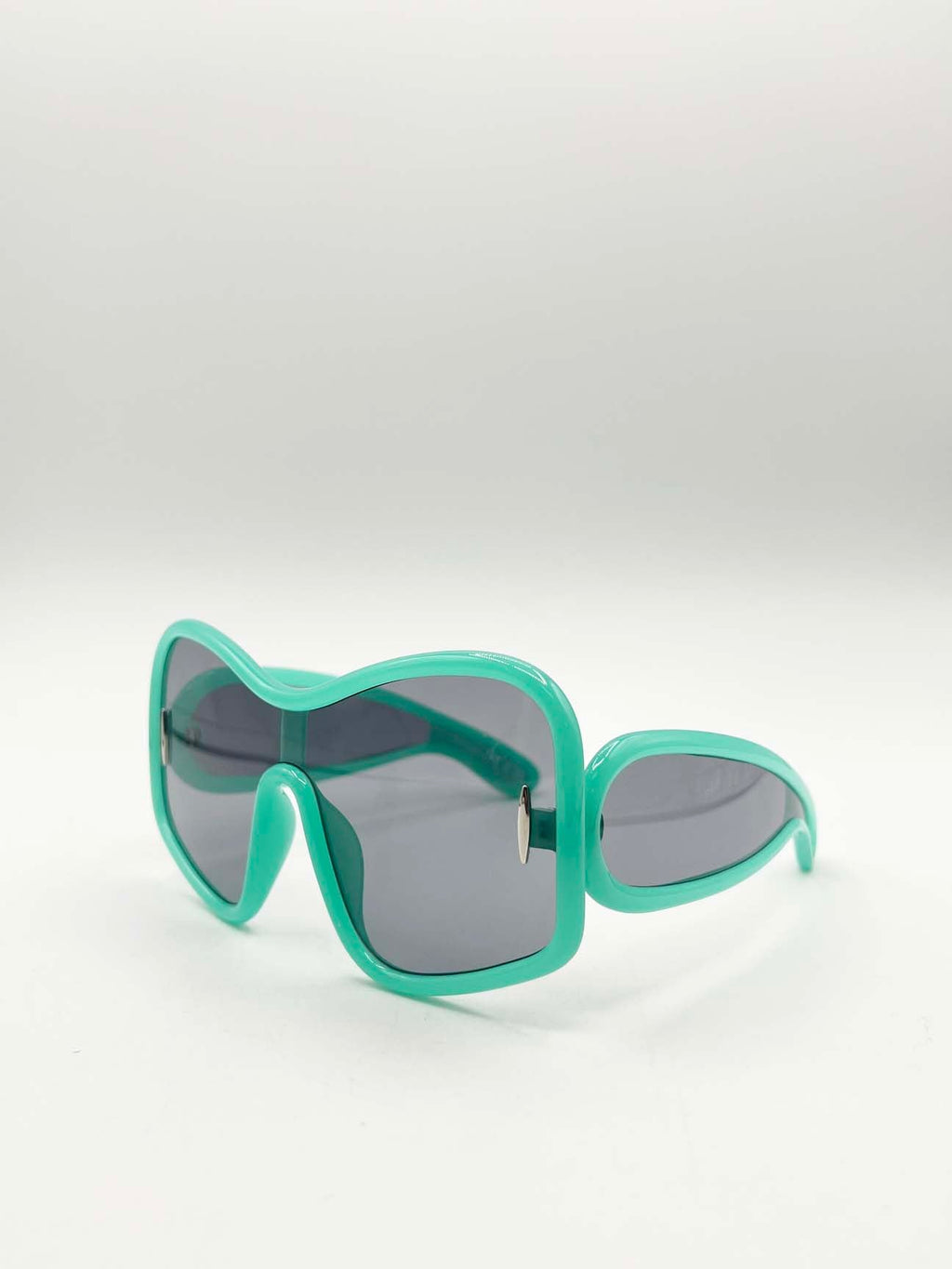 Square Shape_Oversized Mask Sunglasses in Aqua Grey