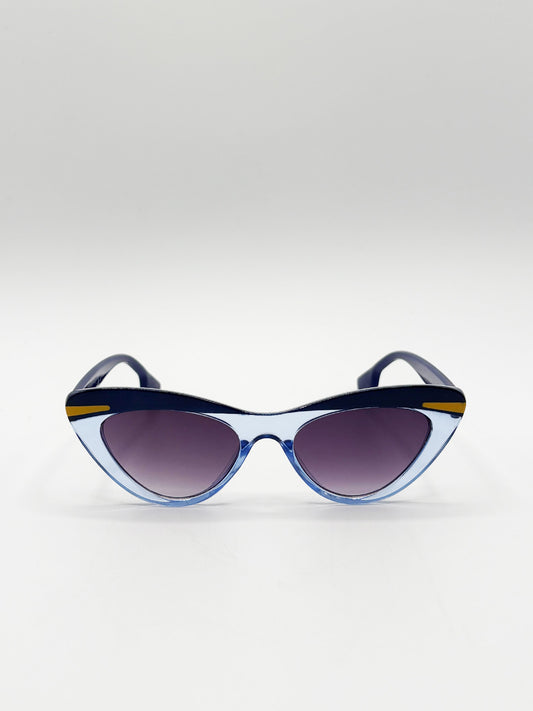 Two Tone Cat-Eye Sunglasses in Blues