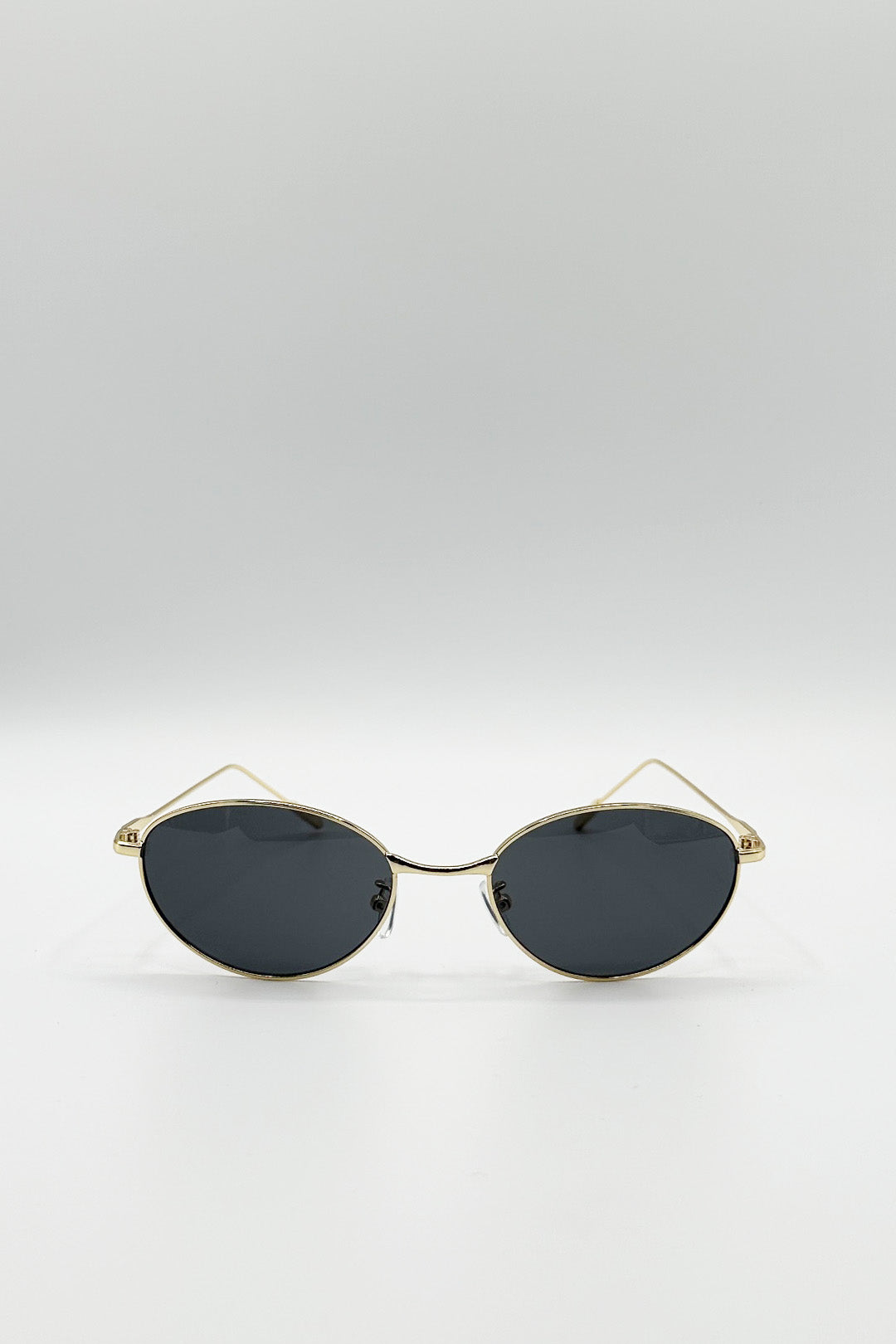 Metal Oval Cat Eye Sunglasses In Black