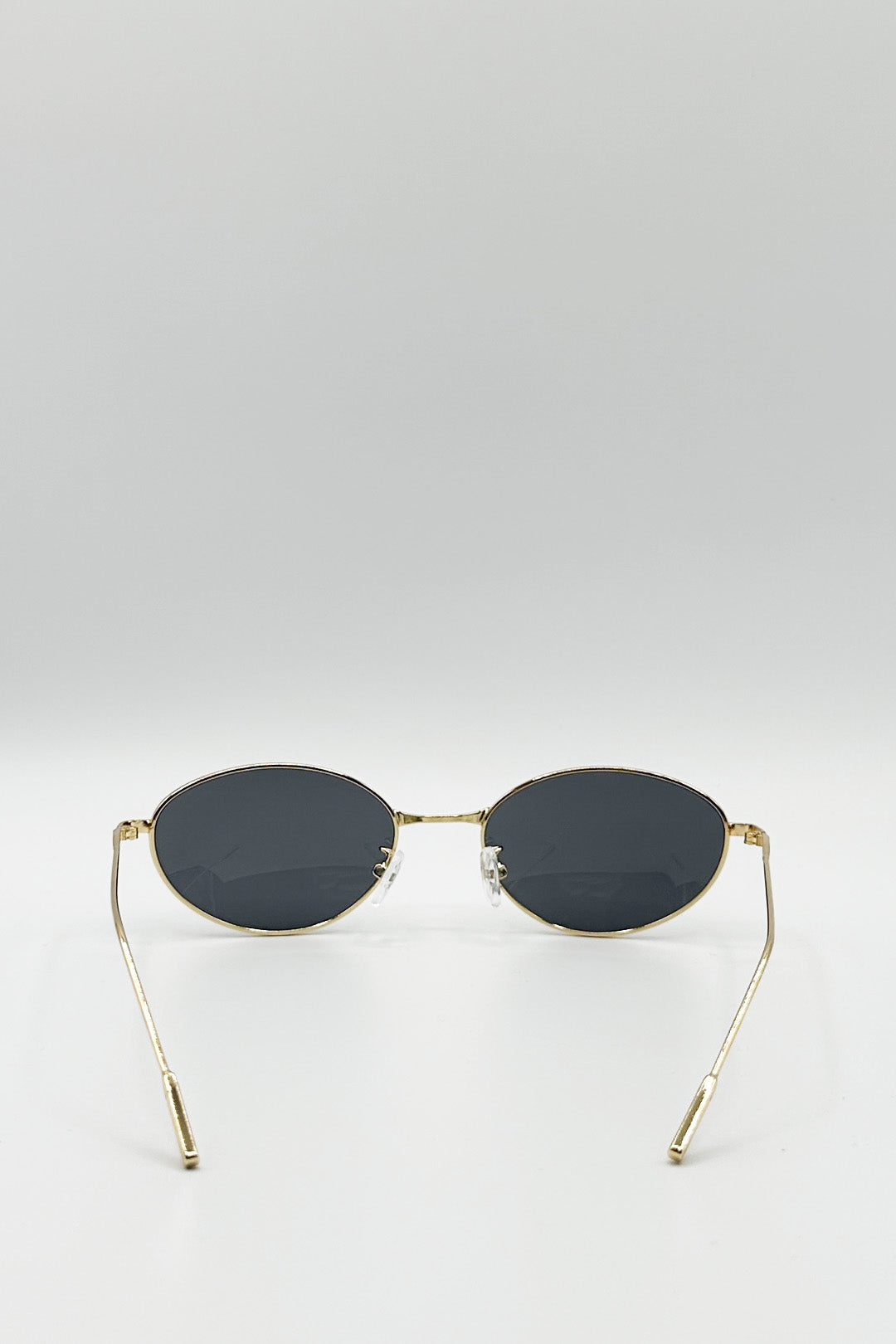 Metal Oval Cat Eye Sunglasses In Black